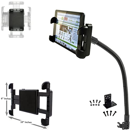 LycoGear Enhanced ELD Floor Seat Rail Tablet Mount for Car Truck Fleet Limo - Adjustable Gooseneck iPad Air Pro Mini Holder for All Vehicle |Compatible w/7-14 Tablets (incldues 2nd Drill Plate Kit)