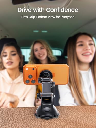 OHLPRO Magnetic Tablet Holder for Car Dashboard & Windshield, Adjustable Suction Cup Mount with Extendable Arm, 360° Rotation, Washable Base, Compatible with iPad, for Magsafe iPhones, Tablets - size: Fit for tabs/phones