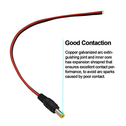 (Real 18AWG 43x2pcs Wires 20pcs Male DC Power Pigtail Cable, 12V 5A DC Connectors for CCTV Security Camera and Lighting Power Adapter (2.1mm x 5.5mm, Ultra Thick) (Pack of 2) - size: 20 Pcs DC Power Pigtail Cable Male (Pack of 2)