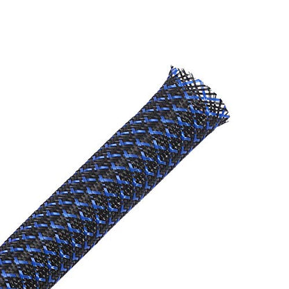 25ft - 1/2 inch PET Expandable Braided Sleeving – BlackBlue – Alex Tech Braided Cable Sleeve - color: Blackblue, size: 1/2"-25ft