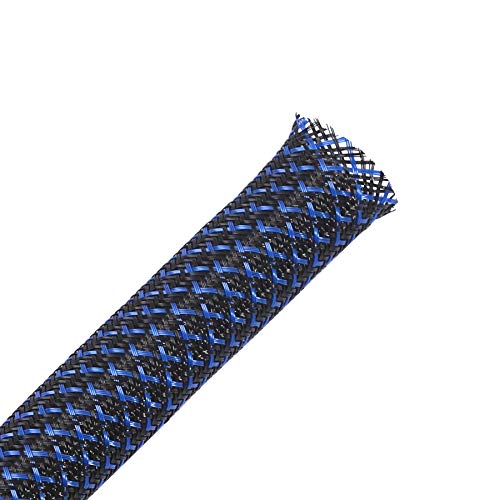 100ft - 1/2 inch PET Expandable Braided Sleeving – BlackBlue – Alex Tech Braided Cable Sleeve - color: Blackblue, size: 1/2"-100ft