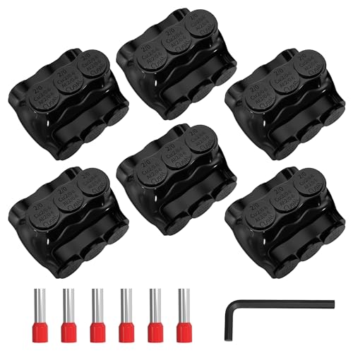 3 Port Aluminum to Copper Wire Connectors Dual Entry 2/0-6 Gauge Wire Connectors Insulated Multi Tap Connector Aluminum Wire Connector with Slotted Allen Hex - 6 Pack - size: 2/0-6 AWG