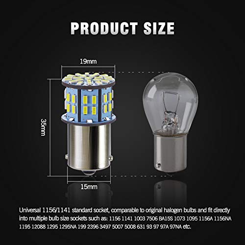 Antline 1156 1141 1003 7506 BA15S LED Bulbs Xenon White 20-Packs, Super Bright 3014 50-SMD LED Replacement for 12 Volt RV Camper Trailer Boat Trunk Interior Light Bulbs - color: Xenon White