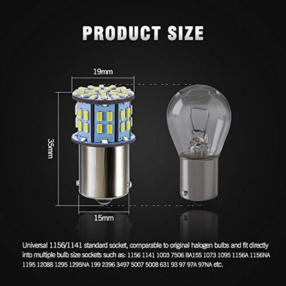 Antline 1156 1141 1003 7506 BA15S LED Bulbs Xenon White 20-Packs, Super Bright 3014 50-SMD LED Replacement for 12 Volt RV Camper Trailer Boat Trunk Interior Light Bulbs - color: Xenon White