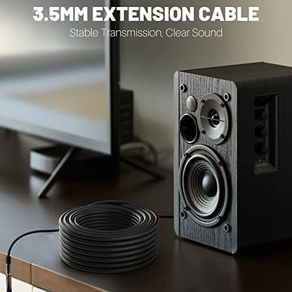 3.5mm Extension Cable 4 Feet (2 Pack), Male to Female Auxiliary Audio Stereo Cable, Headphone Extension Cord, Hi-Fi Sound, Gold Plated Connectors, OFC Core, Black, (with 5 pcs Cable Ties) - size: 4 Feet (2 Pack)