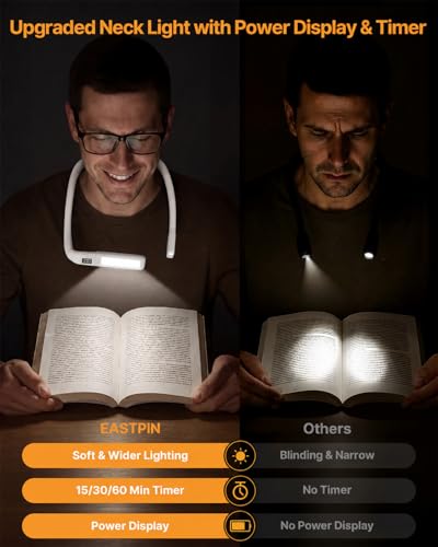 Reading Light with Storage Case, Rechargeable Neck Book Light - color: White + Black Storage Case