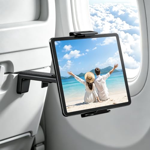 Airplane Tablet Holder Mount for iPad & Kindle, Hands-Free Travel Tablet Stand for Plane Seat Back, Adjustable iPad Holder for Flight, Compatible with 5.9"-9.8" Tablets