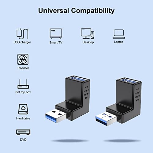 Oxsubor USB 3.0 Adapter 90 Degree Male to Female Combo Vertical Up and Down Angle Coupler Connector - style: usb 3.0 adapter up and down