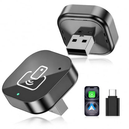 2026 Wireless CarPlay & Android Auto Adapter – 2-in-1 Plug & Play Dongle, Converts Wired to Wireless, Auto Reconnect, Low Latency, for iOS 10+ & Android 11+ with Factory Wired CarPlay - color: Dark Gray