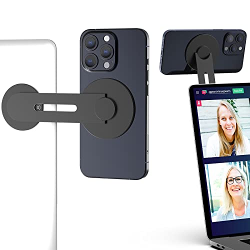 Magnetic Laptop Phone Holder Mount for MagSafe iPhone 18/17/16/15/14/13 - color: Black