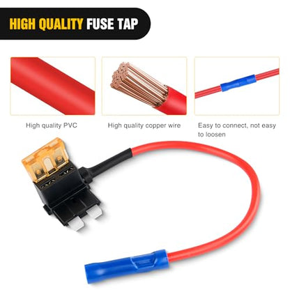 Nilight 10 Pack 12V Add-a-Circuit Standard ATO/ATC Fuse Tap Adapters 5A - color: Multicolor