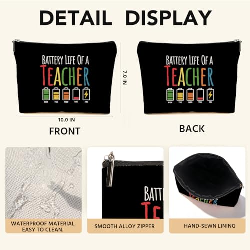 JIUWEIHU Teacher Appreciation Gifts Makeup Bag, Funny Teacher Cosmetic Bags - color: Multicolor 0055