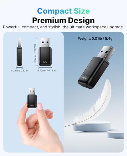 Wireless CarPlay Adapter for Apple iPhone, 2026 Convert Wired to Car Play Wireless, Plug & Play, Auto-Connect, Ultra Mini Car Play Adapter with USB A/C, No Latency for iPhone iOS 10+(2017+ Vehicles)