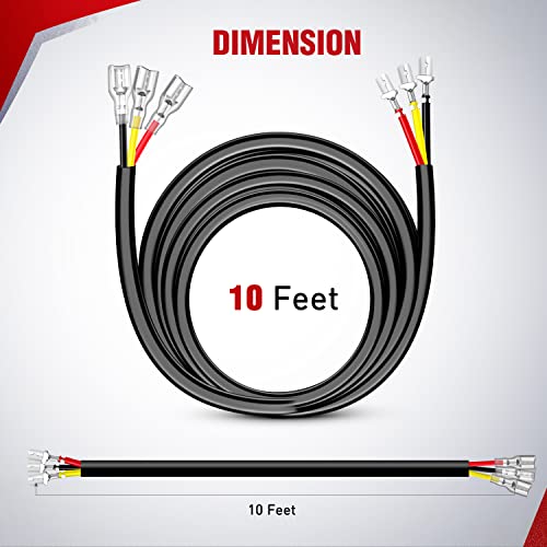 Nilight 2PCS 16AWG 10Feet Wiring Harness Extension for 6Modes Amber White Light Bar Strobe Play and Plug 3-Wires, 2 Years Warranty,Black - size: 16AWG -10FT 3Wires