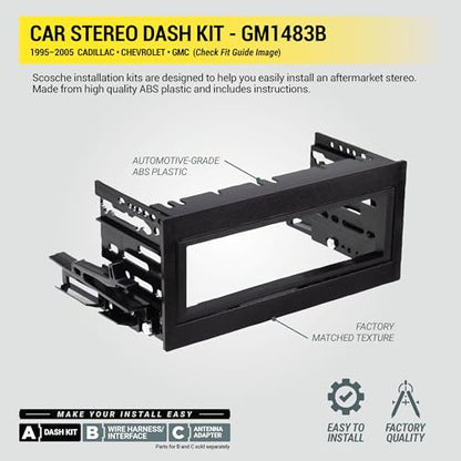 Scosche GM1483B Single DIN Dash Kit Compatible with Select 1995-05 Cadillac, Chevrolet and GMC Full Size Trucks - Car Stereo Radio Install Kit - Single DIN Radios Only - See Fit Guide in Images - style: Dash Kit Only