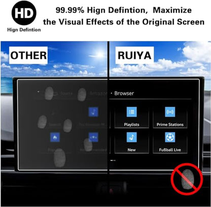 Ruiya 10.1" Tempered Glass Screen Protector for Audi Q5 (2021-2024), A4 & A5 (2020-2024), 9H Hardness, Anti-Glare, Anti-Bubble, 1 Pack - color: 2021-2024 Audi Q5 10.1-inch