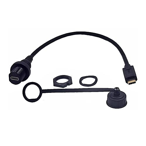 USB 3.1 Type C Flush Mount, 1ft USB C Male to USB C Female Dashboard Panel Extension Adapter Extender Cable for Car Truck Boat Motorcycle - style: Straight USB C