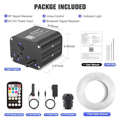 20W Twinkle Starlight Headliner Kit, Star Lights for Car Roof & Home Decoration, Fiber Cable 800pcs*0.03in*13.1ft Star Light Headliner with Bluetooth APP/Remote Control/Music Mode - size: Standard+800pcs*0.03in*13.1ft