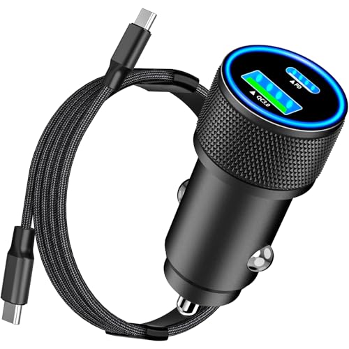 Apple MFi Certified iPhone 17 Car Charger, 52.5W PD/QC3.0 Car Power Adapter - color: Charcoal Black