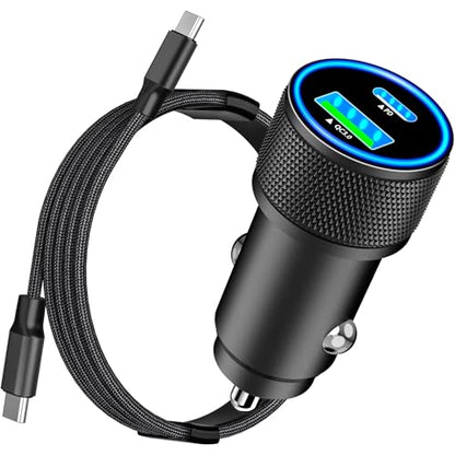 Apple MFi Certified iPhone 17 Car Charger, 52.5W PD/QC3.0 Car Power Adapter - color: Charcoal Black