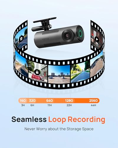 70mai Dash Cam M310, Dash Camera for Cars 1296P QHD, Smart Dash Cam Front Built in WiFi, 130° Wide-Angle FOV, WDR, Night Vision, iOS/Android Mobile App, Loop Recording, Parking Monitor, Time-Lapse