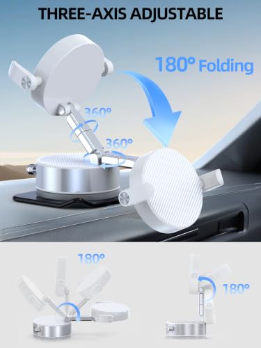 Magnetic Car Phone Holder for MagSafe, Suction Cup Phone Mount, White - color: White