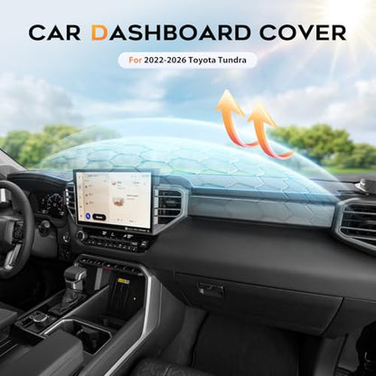 Sunsdrew Upgraded Gray Dashboard Cover for 2022-2026 Toyota Tundra Accessories,Custom Fit Dash Cover Mat Carpet Sunshade Pad UV Protection Anti-Glare Non-Slip【Sensor Friendly】 - size: 22+Tundra Dash Cover(Gray)