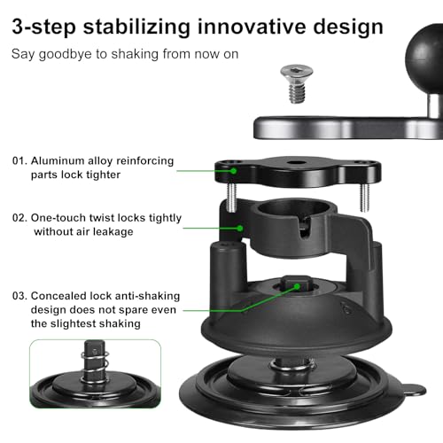 FANAUE Universal Car Phone Mount - Heavy-Duty Sticky Gel Suction Cup with 25mm Ball, 1" RAM-Compatible Windshield/Dashboard Phone Holder for Cars, Trucks & SUVs - Secure Anti-Slip Auto Accessories