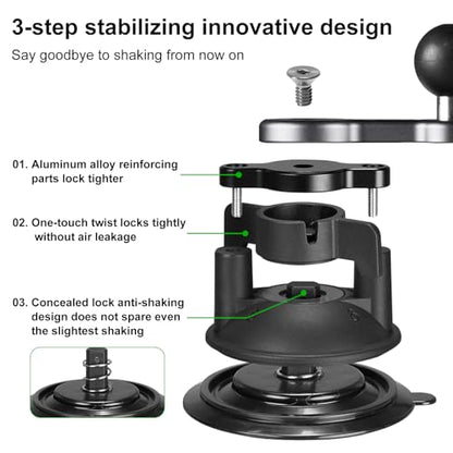 FANAUE Universal Car Phone Mount - Heavy-Duty Sticky Gel Suction Cup with 25mm Ball, 1" RAM-Compatible Windshield/Dashboard Phone Holder for Cars, Trucks & SUVs - Secure Anti-Slip Auto Accessories