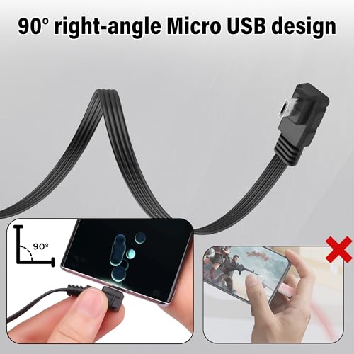 USB-C to Micro USB Flat Cable,Micro 5-Pin Female to USB-C Male Cable,Right-Angle Micro USB to Type-C Data Cable,for MP3 Players,Phone,Power Bank- 20cm (Right Angle) - style: Right