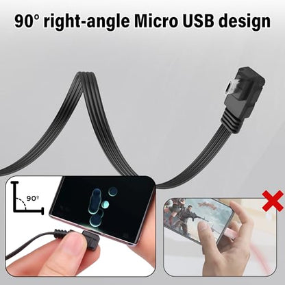 USB-C to Micro USB Flat Cable,Micro 5-Pin Female to USB-C Male Cable,Right-Angle Micro USB to Type-C Data Cable,for MP3 Players,Phone,Power Bank- 20cm (Right Angle) - style: Right
