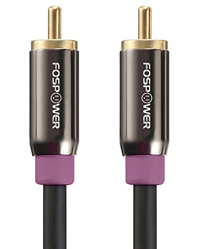 FosPower 15FT RCA Subwoofer Audio Cable S/PDIF 24K Gold Plated Male to Male - size: 15 Feet