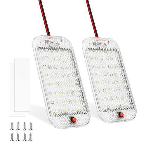 MERTTURM Dome Light for RV Interior, 48LED 800LM Ultra Bright 12 Volt LED White Lights, RV Ceiling Light with Switch Control, Ideal for Car Van Truck Camper Lorry Motorhome Boat(2 Pack) - size: 48LED-2 PACK