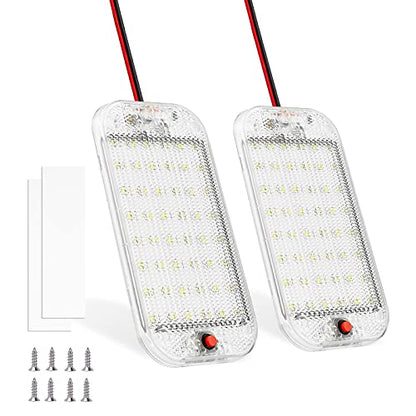 MERTTURM Dome Light for RV Interior, 48LED 800LM Ultra Bright 12 Volt LED White Lights, RV Ceiling Light with Switch Control, Ideal for Car Van Truck Camper Lorry Motorhome Boat(2 Pack) - size: 48LED-2 PACK