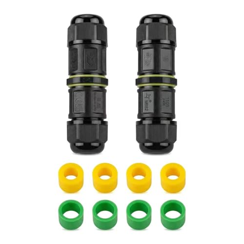 IP68 Waterproof Electrical Connector, PA66 Quick Connect for Outdoor Wires (Black, 2Pack-M16,2Way,3Pin) - color: Black, 2Pack-M16,2Way,3Pin