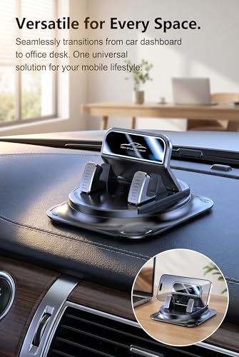 360 Degree Rotation Car Dashboard Phone Holder, Anti-Slip Navigation Bracket, Auto Self-Adhesive Cell Phone Mount, Universal Car Accessories for Most Smartphones (Black)