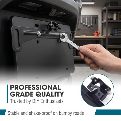 1 PC Car Rear View Camera License Plate Bracket, Metal Backup Camera License Plate Mount with Screws, for Rear View Camera Installation, Universal for Most Cars (Black)