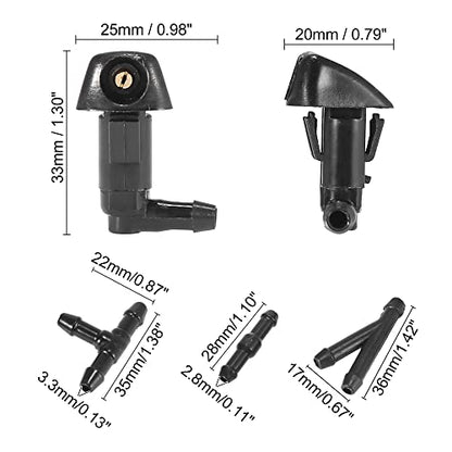 ACROPIX Front Windshield Washer Hose Kit Fit for Honda Accord with 3 Meter Washer Fluid Hose 12 Pcs Hose Connectors - Pack of 15 Black