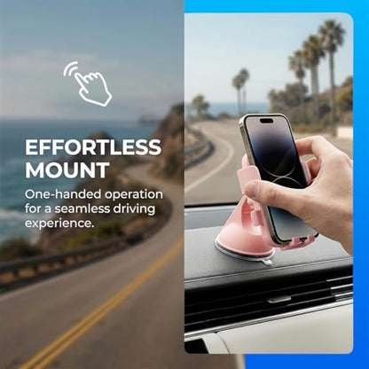Zpana Car Phone Holder, 360° Adjustable Suction Cup Hands-Free Vehicle Windshield Dashboard Cell Phone Mount, Automotive Interior Smartphone Stand, Universal for SUV RV Truck (Pink) - color: Pink