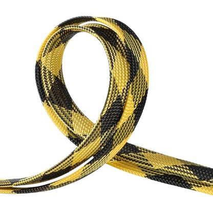 Braided Wire Loom Sleeve - Pet Proof Chew Resistant Cable Wrap, High Density Expandable Cable Sleeving for Automotive Wire Harness & PC Computer Case 16.4ft (Black Yellow, 6mm (1/4")) - color: Black Yellow, size: 6mm (1/4")