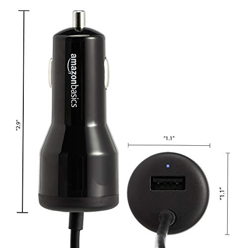 Amazon Basics 30W Fast Car Charger, 1 USB-C (18W) Cable with PD, 1 USB-A (12W) Port, Apple MFi Certified, for Phones (iPhone 16/15/14/13/12/11/X, Samsung, and more), Black - size: 18W