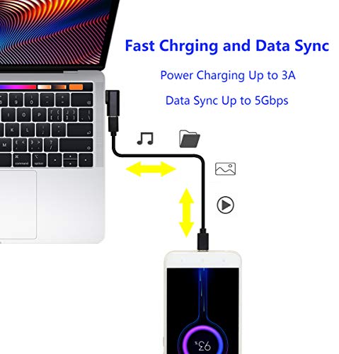 CERRXIAN 90 Degree USB C to USB A Adapter, Right Angle & Left Angle USB A 3.0 Male to USB Type C 3.1 Female Connector for Laptops, Wall Chargers, Power Banks(2-Pack)