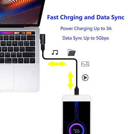 CERRXIAN 90 Degree USB C to USB A Adapter, Right Angle & Left Angle USB A 3.0 Male to USB Type C 3.1 Female Connector for Laptops, Wall Chargers, Power Banks(2-Pack)