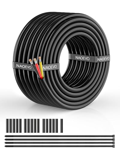NAOEVO 12 Gauge Wire 3 Conductor, 12 Gauge Automotive Wire 12V Cable, 30FT - size: 30ft, style: 3C-12AWG