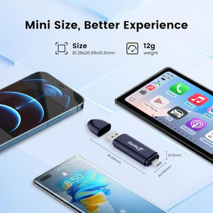 Carlinkit Mini SE Pro Wireless CarPlay Adapter, Wired to Wireless Converter for OEM Factory Wired CarPlay/Android Auto Cars, 5GHz WiFi Fast Connect with USB C/A Dual Port - color: Dark Blue