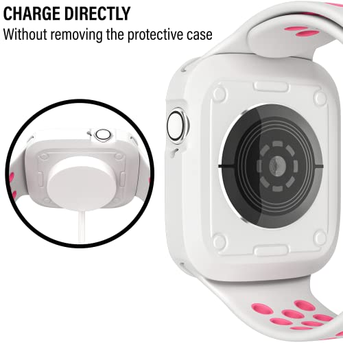 D & K Exclusives Compatible with Apple Watch 42mm Case, Shockproof Sport Protective Bumper Case for iWatch Women Men Kids GPS iWatch Series 3/2/1, White, Pink - color: White, Pink