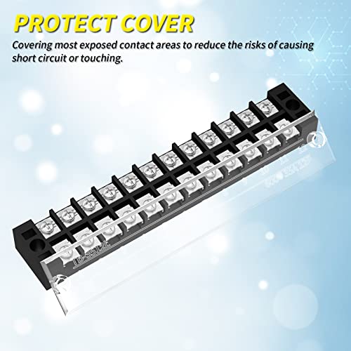 Joinfworld 35A Terminal Block 12 Position Screw Terminal Strip Dual Row with Cover and 12 Position Pre-Insulated Terminal Jumper Block - 2pcs - style: 35A 12P