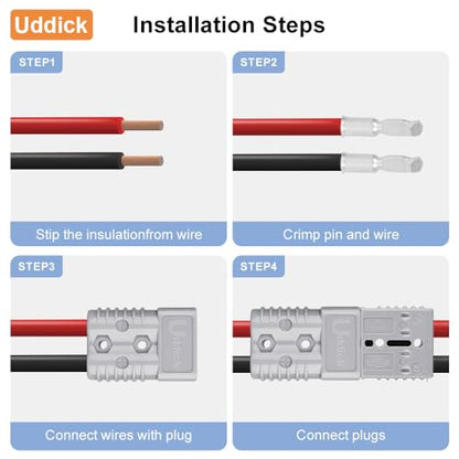 175A Battery Quick Disconnect Connecteur, 600V Wire Harness Connector Plug for Cars, Trailers, Motors, and Electronics Maintenance(4PCS Grey 2AWG) - size: 4PC 2AWG