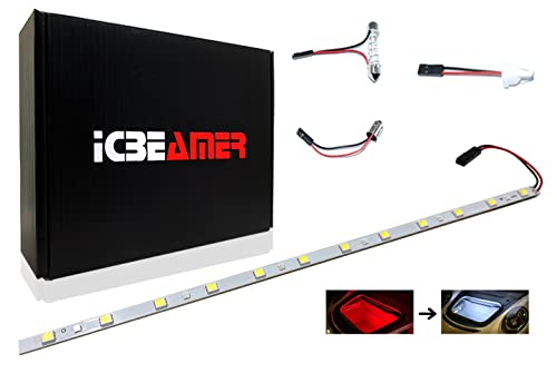 ICBEAMER 12" Red to White 18 SMDs 2835 LED Strip Light Universal Fit Car Trunk Cargo Area or Interior Illumination - color: Red-White Color Changing