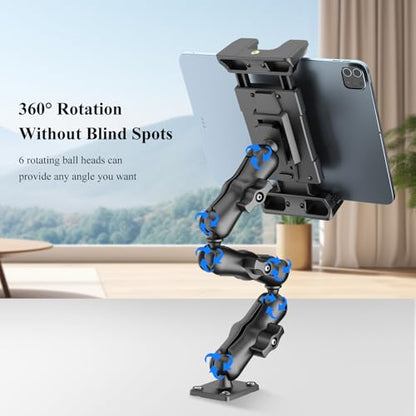 OHLPRO Tablet Mount for Truck - Heavy Duty Drill Base Tablet Holder for Car Dashboard, iPad Holder for All 5"-13" iPad Pro Samsung Galaxy Kindle fire Tablets and Car Wall etc. - 12-inch Arm - size: 12-inch Plastic Arm